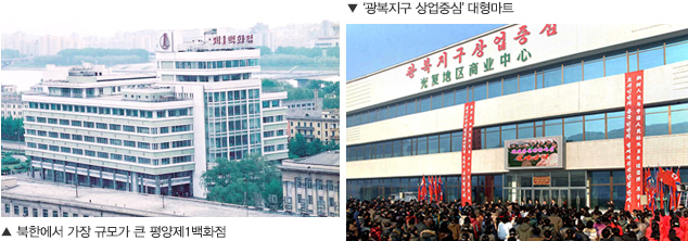 북한에서 가장 규모가 큰 평양제1백화 / ‘광복지구 상업중심’ 대형마트