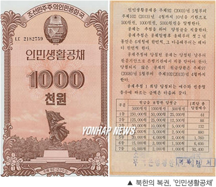 ▲ ​북한의 복권, '인민생활공채'
