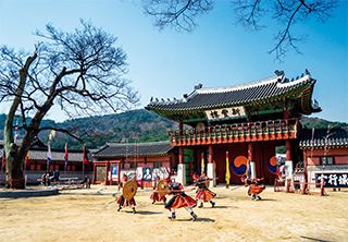 무예24기 시범공연. 화성행궁의 신풍루 앞에서 매주 화~일요일 오전 11시에 열린다.